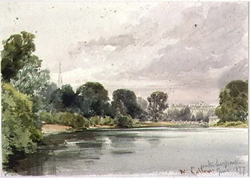 Extremo oeste del Serpentine, Kensington Gardens, 1877